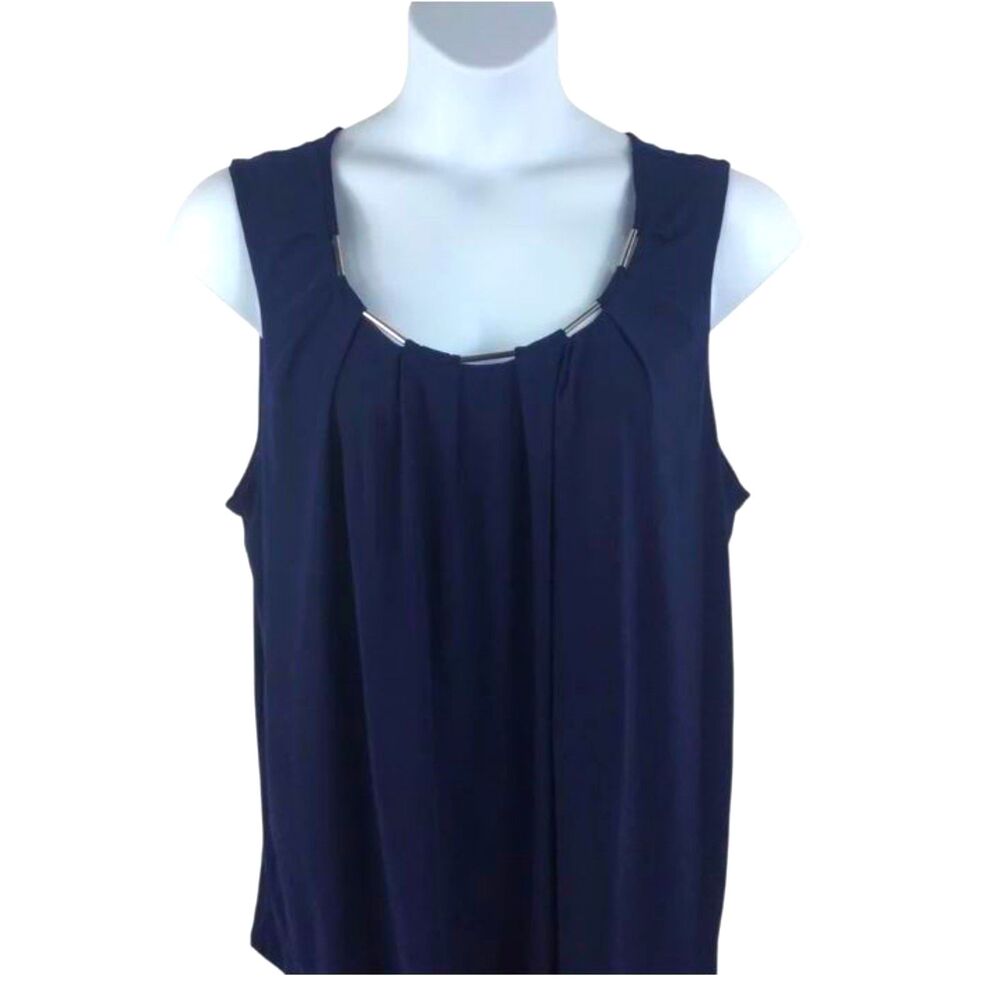 NEW Naif Women's sleeveless shirt M Navy silver tank top blouse embellished work